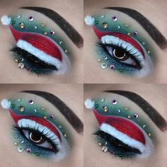 Holiday makeup Easy Christmas Eyeshadow Looks, Groovy Makeup, Holiday Eye Makeup, Xmas Makeup, Fantasy Make-up, Christmas Eyeshadow, Holiday Eye, Maquillage Yeux Cut Crease, Sweater Diy