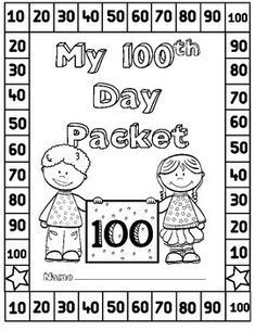 the 100th day packet for students to practice numbers and place value in their homeschool