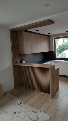 the kitchen is being remodeled and ready to be used as a living room or office