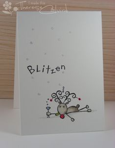 a greeting card with an image of a monkey on it's back and name written in german