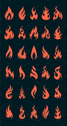 fire flames and flame shapes on a black background