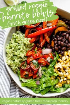 a salad with black beans, corn and avocado is shown in a bowl