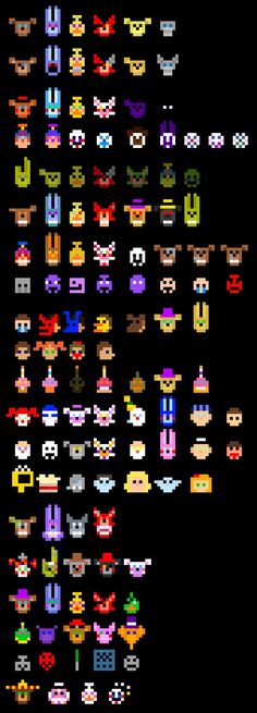 an old computer screen with many different types of emotes and colors on it