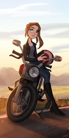 a woman sitting on top of a motorcycle