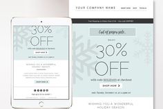 an iphone and tablet displaying the holiday email