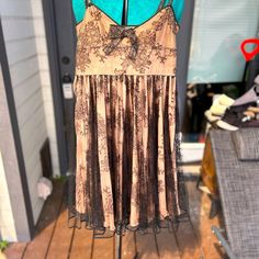 Brand New, Size 8 Brown A-line Midi Dress For Evening, Brown A-line Cocktail Dress, Brown Lace Party Dress, Brown Lace Dresses For Spring, Baby Doll Dress, Size 8 Dress, Babydoll Dress, Black Tan, Black And Tan