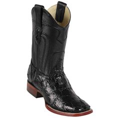 Add a unique and luxurious touch to your wardrobe with these black Pirarucu boots. Add these cowboy boots to your collection. Western Style Leather Work Boots For Rodeo, Western Style Leather Work Boots, Western Moc Toe Boots For Rodeo, Western Leather Boots With Concho, Western Leather Moto Boots For Ranch, Leather Boots With Concho For Ranch, Leather Concho Boots For Ranch, Western Work Boots For Rodeo, Fitted Leather Moto Boots For Ranch