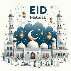 the eid mubarak greeting card is shown