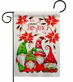 Christmas Gnome Family Garden Flag 2 Sided 54166 Gnome Family, Garden Friends, Garden Stand, Christmas Garden Flag, Large House, Family Garden, Collections Etc, Outdoor Flags, Seasonal Garden