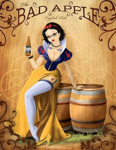 a woman sitting on top of a barrel holding a beer