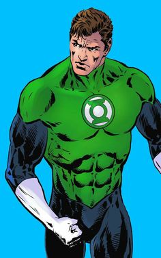 the green lantern is standing with his hands on his hips