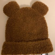 Brand New. One Size. 70% Wool. Cute Brown Hat For Fall, Trendy Warm Brown Hats, Trendy Brown Hat One Size, Trendy Brown Hats One Size, Trendy Brown One-size Hats, Cute Brown Brimmed Hat, Bear Hat, Soft Brown, Brown Bear