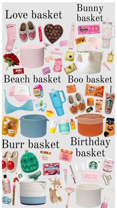 a bunch of different items that are in the shape of a basket and on top of each other