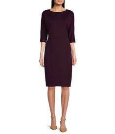 Calvin Klein Solid Ponte Boat Neck 3/4 Sleeve Sheath Dress | Dillard's Boat Neck, Sheath Dress, Calvin Klein, Clothes