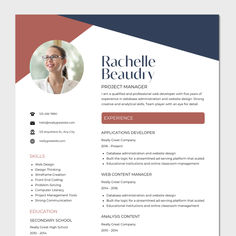 Executive Resume Template, Creative Cv Template with Photo, Professional Resume Template, Simple Resume, Minimalist Resume with Cover Letter Computer Literacy, Professional Resume Template