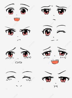 an anime character's eyes with different facial expressions, cartoon, face png and psd