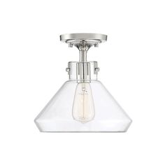 a light fixture with a clear glass shade