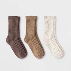 Women's Fine Ribbed Nep 3pk Crew Socks - Universal Thread™ Oatmeal/tan/brown 4-10 : Target Clog Socks, Target Socks, Socks For Boots, Orphan Costume, Camping Socks, Loafer Socks, Neutral Socks, Beige Socks, Fall Socks