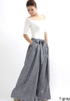 "This Linen palazzo pants is popular in these years.  Loose outline makes you look more concise atmosphere. The linen pants can helps you modify the imperfect leg shape, The close-fitting style can also cinched your abdomen and make the overall dress look very thin.    Wide-leg pants that are popular today, because it is not only suitable for leisure time when you are on vacation, but also elegant models for various formal occasions.  Just as perfect for off-duty as the linen pants are for smart, these wide leg pants are an ideal staple for any woman's wardrobe to wear all year round. The linen palazzo pants are a great city look and flattering on anyone. The women linen pants is designed in maxi length with tie belt, looks fashion and elegant.   Taking inspiration from the designers, the Grey Linen Pants, Women Linen Pants, Long Linen Pants, Loose Linen Pants, Maxi Pants, Tailored Clothes, High Waisted Wide Leg Pants, Cotton Linen Pants, Womens Trousers