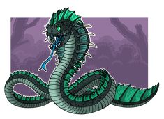 a green and black dragon with its mouth open