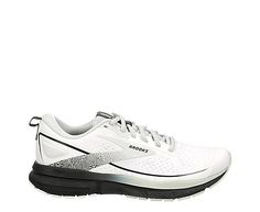 a woman's white and black running shoe