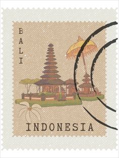 a postage stamp with an image of a pagoda