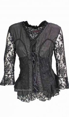 AP Jocelyn Blouse In Black Spring Long Sleeve Fitted Corset, Elegant Underbust Top For Night Out, Fitted Lace Trim Corset For Evening, Stretch Underbust Top For Night Out, Stretch Long Sleeve Party Corset, Fitted Party Tops With Corset Back, Fitted Underbust Tops For Night Out, Gothic Long Sleeve Blouse For Evening, Gothic Lace Tops For Fall