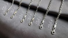 Welcome to my shop, Turkish Silver Chain, Chain Necklace, Chain for Men, Chain for Women,  Unisex Chain, 925 Sterling Silver Necklace, Snake Chain, Ball Chain, Curb Chain, Force Chain, Byzantine Chain, Rolo Chain, Twist Chain, Singapore Chain, Chain for pendant, Silver Jewelry, Box Chain, Silver Accessory, High Quality Necklace, Pure Silver Chain, Dainty Chain, Elegant Necklace, Minimalist Chain, Gift for him, Gift for her, Valentine's day gift, Birthday gift, Christmas gift Item Details # Material: 925 Sterling Silver #  Versatile #  Handmade Width Chain: 1- Wheat  2.50 mm 2- Figaro 4.30 mm 3- Paperclip  3 mm 4- Thick paperclip 2.70 mm 5- Rolo 3.50 mm 6- Paperclip  3 mm 🚚 SHIPPING: Via DHL Express TO WORLDWIDE You will get your order within a week. we offer the quickest shipment  I will Minimalist Sterling Silver Hallmarked Bracelet As Gift, Hallmarked Sterling Silver Link Bracelet Gift, Hallmarked Link Sterling Silver Bracelet As Gift, Sterling Silver Link Bracelet With Clasp As Gift, Sterling Silver Cable Chain Bracelet, Silver Cable Chain Bracelet As A Gift, Link Necklace With Sterling Silver Clasp For Gift, Gift White Gold Sterling Silver Cable Chain Bracelet, Gift White Gold Sterling Silver Bracelet With Cable Chain