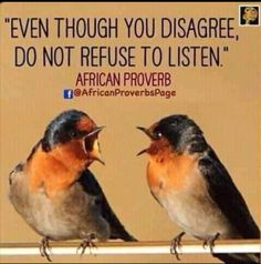 two birds sitting on top of a wooden table next to a quote from african prove