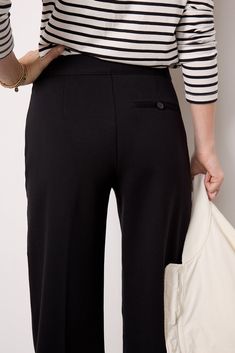 Ideal for work or weekend, The Perfect Pant by Spanx features a wide leg silhouette in smoothing, premium four-way stretch ponte fabric with hidden core shaping technology. These pants pull on seamlessly without a zipper or button. Dress them up with a blouse and booties, or pair with a pullover and sneakers for a chic everyday look. | SPANX Women's The Perfect Pants Wide Leg, Size XS, Black Perfect Pant, Brand Style Guide, Fashion 101, Pants Wide Leg, Button Dress, Fall Shopping, Tee Dress, Work Fashion, Fall Trends