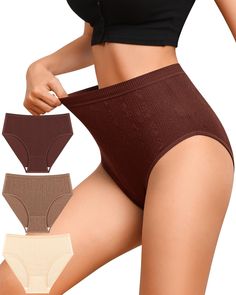 PRICES MAY VARY. High Quality Fabric: Women's underwear made of cotton and polyester, soft and comfortable cheeky bikini jacquard panties. Stretchy, lightweight, super smooth, lightweight, soft, healthy, colorfast, not irritating the skin High Waisted Underwear: These high-waisted panties are high enough to cover the belly button, stay above the scar, are breathable and comfortable, have a wide elastic band, good elasticity, and are thin and durable. It will not be stuffy or cause discomfort lik Cheeky Bikinis, High Cut, Belly Button, Elastic Band, Briefs, Quality Fabric, High Waisted, Elastic, Band