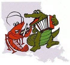 two cartoon alligators are playing an accordion