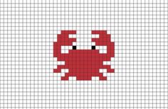 a cross stitch pattern with an image of a red crab on it's face