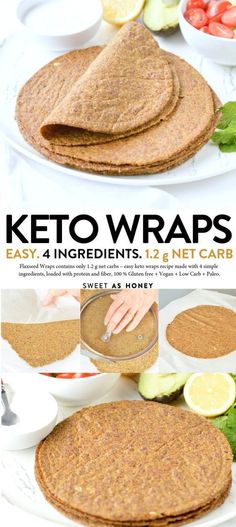 the keto wraps recipe is ready to be eaten and put on plates with lemon wedges