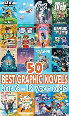 50 Best Graphic Novels for Kids Ages 6 to 12 Years Old Graphic Novels For Kids, Best Graphic Novels, 3rd Grade Books, Books Wishlist, Elementary Books, Elementary School Library, Elementary Library, Diverse Books, Elementary Reading