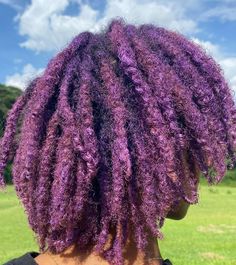 woman with purple locs done with hair wax Purple Locs, Purple Dreads, Beautiful Black Hair, Purple Dye