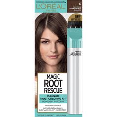 Rescue your roots in between colorings. This 10 minute permanent hair color root touch up is a low ammonia color gel with built in conditioning and an aromatic scent. Magic Root Rescue is rmended to cover gray hair for root regrowth of less than three weeks. It's quick precision applicator makes touching up roots fast and easy and it covers 100 percent of your grays. No uneven touch-ups, just seamless, beautiful color from root to tip. The Root Rescue hair dye kit is available in a color palette Grey Hair Coverage, Beauty Crush, Root Concealer, Root Color, Colour Hair, Covering Gray Hair, Grey Roots, Root Touch Up, Hair Powder