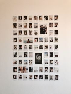 a white wall with many pictures on it