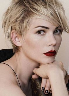 Michelle Williams Haircut, Longer Pixie Haircut, Short Hairstyles Fine, Long Pixie, Short Pixie Haircuts, Short Pixie Cut