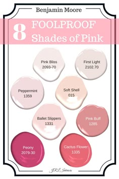 four shades of pink are featured in this info sheet for the 8 foolproof shades of pink