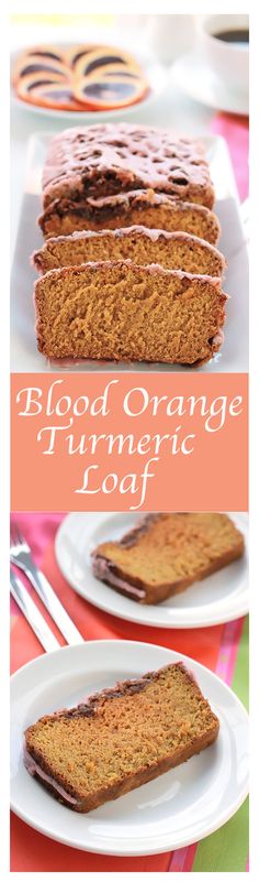 Moist and delicious Blood Orange Turmeric Loaf, made with anti-inflammatory turmeric powder and fresh squeezed blood orange juice. Delicious new brunch favorite. Loaf Cakes, Blood Orange Juice, Turmeric Powder, Gluten Free Sweets, Streusel Topping, Food Board, Chocolate Craving, Vegan Condiments