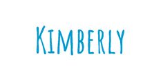 the word kimberly written in blue ink