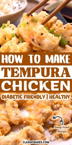 how to make tempura chicken with text overlay