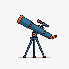 an orange and blue telescope sitting on top of a tripod