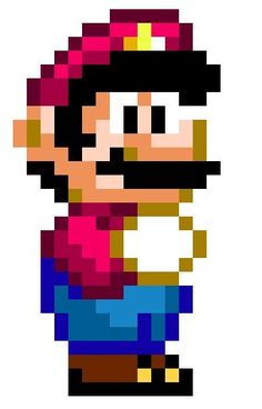 an old school pixel art character with a mustache