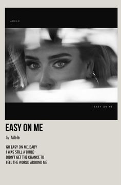 the cover of easy on me magazine, featuring a woman's face and words