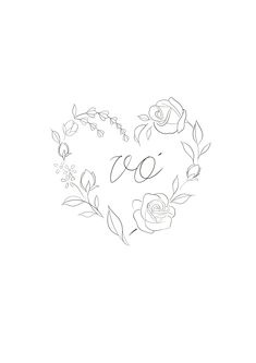 a drawing of a heart with flowers and the word love written in cursive writing