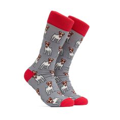 Jack Russell dog Socks Fun Pattern Socks Men's Happy Groomsman Mid Calf Socks Crazy Dress Socks Gift Unisex Crew Socks Gifts Colorful Animal Crew Socks Mid Calf ZICCI SOCKS are made of 80% combed cotton, 15% polyamide, 5% elasthane. High Grade Comfortable & Breathable Cotton for Men and Women. Great value! Our socks are perfect to wear with sneakers and casual outfits. Soft, elastic, colorful, fashionable, fun and funky design socks! The dress and casual socks are made with luxury combed cot Colorful Groomsmen, Sock Animals Patterns, Bold Socks, Box Dress, Socks Gifts, Crazy Dresses, Groomsmen Socks, Solid Socks, Unique Socks