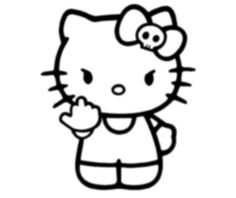 the hello kitty coloring page has been created to look like it is holding her hand up