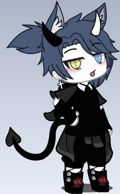 an anime character with horns and black clothes